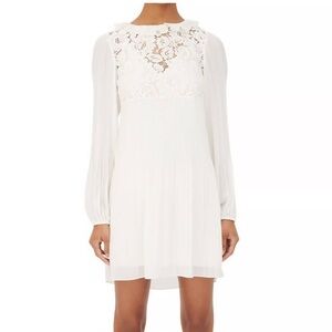 Maje sheer White Rockitz pleated Lace panel Mini Dress Sz small S